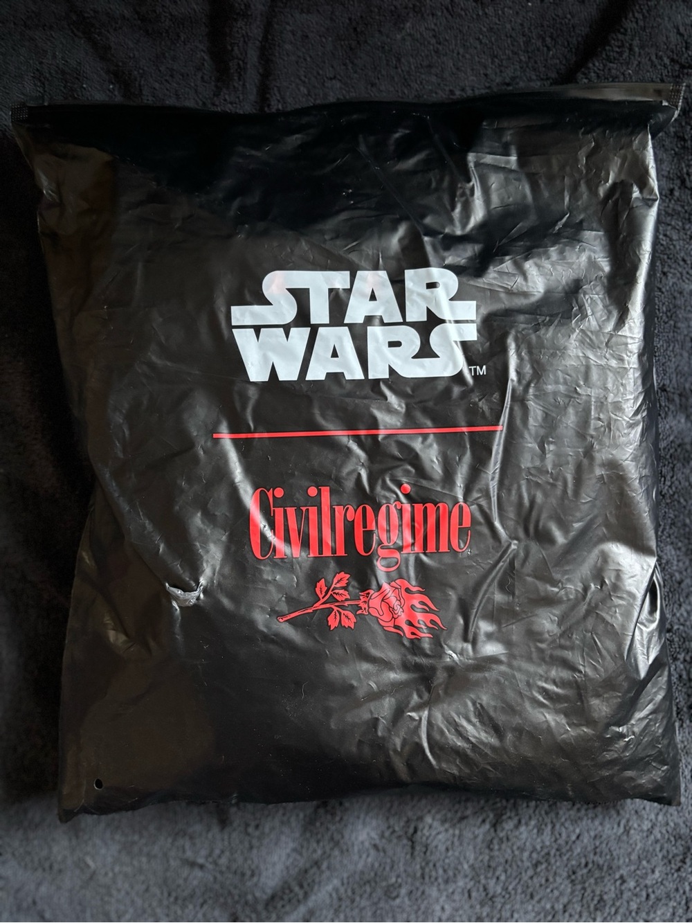 Star Wars Black Tag with White Logo and Red Accents